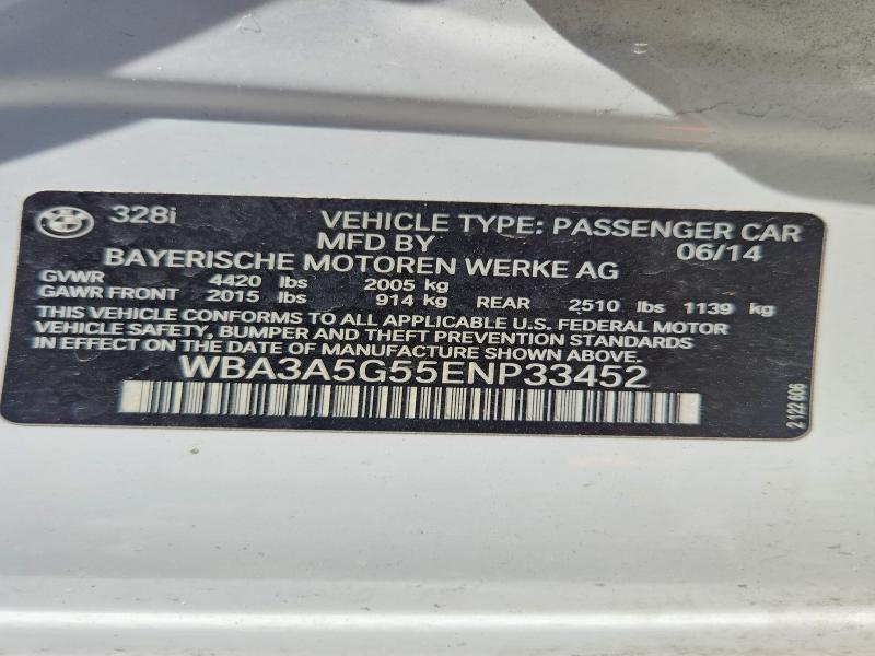 Aukcja sprzedaży 2014 Bmw 328, vin: WBA3A5G55ENP33452, numer aukcji: 46181686
