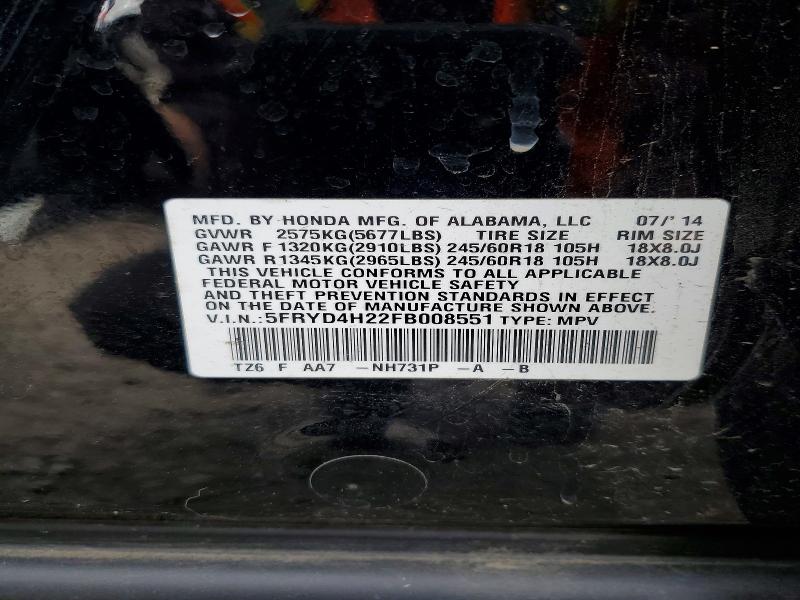47604736 :رقم المزاد ، 5FRYD4H22FB008551 vin ، 2015 Acura Mdx مزاد بيع