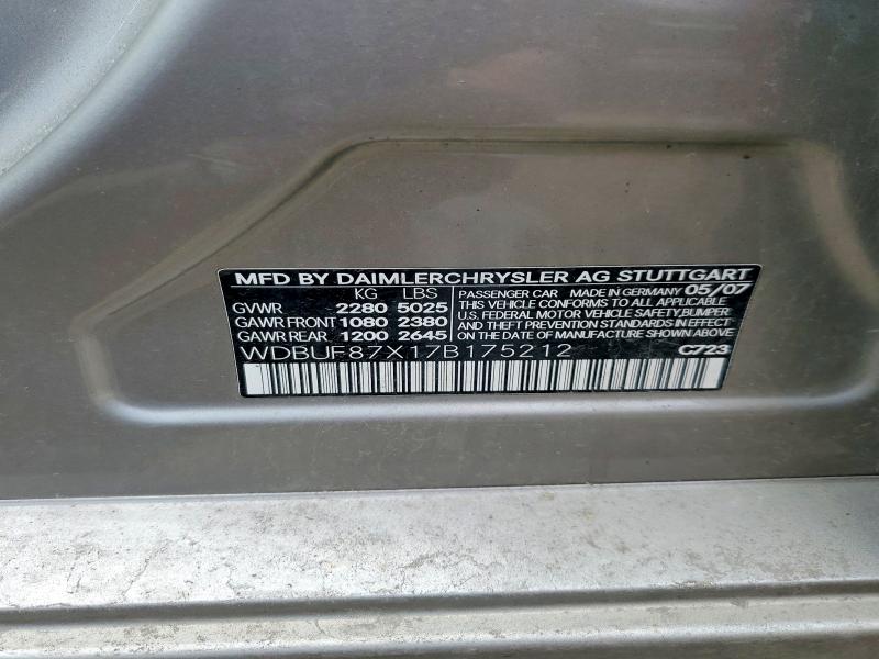Продаж на аукціоні авто 2007 Mercedes-benz E, vin: WDBUF87X17B175212, номер лоту: 47534136