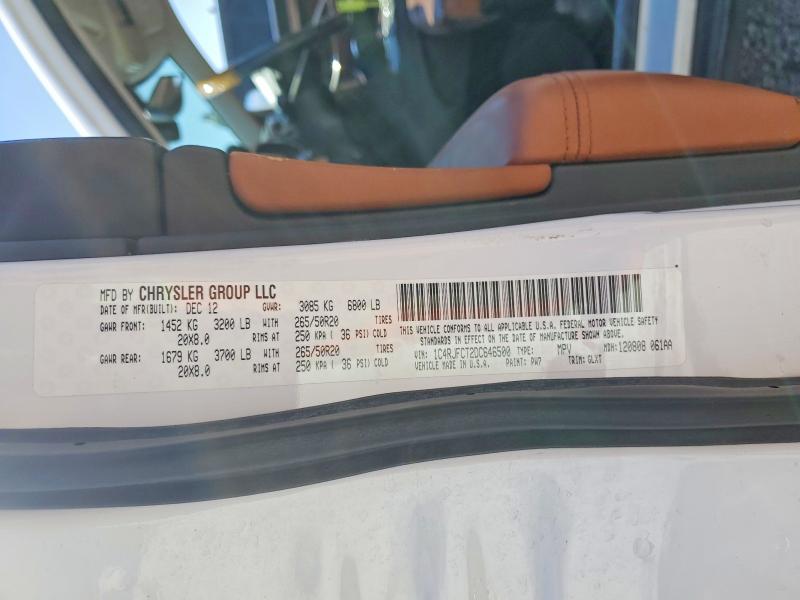 Aukcja sprzedaży 2013 Jeep Grand Cherokee, vin: 1C4RJFCT2DC646500, numer aukcji: 47127146