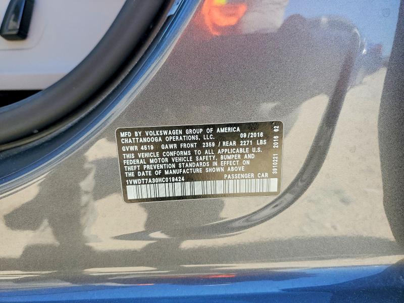 Продажа на аукционе авто 2017 Volkswagen Passat, vin: 1VWDT7A30HC019424, номер лота: 47546226