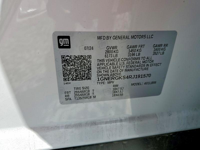 50375826 :رقم المزاد ، 1GNERGKS4RJ191570 vin ، 2024 Chevrolet Traverse مزاد بيع