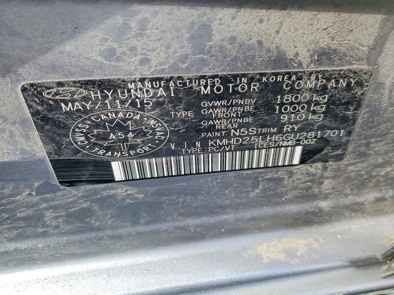 41900896 :رقم المزاد ، KMHD25LH6GU281701 vin ، 2016 Hyundai Elantra Gt مزاد بيع