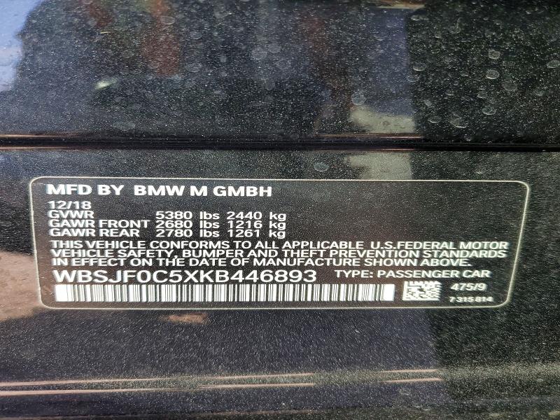 Aukcja sprzedaży 2019 Bmw M5, vin: WBSJF0C5XKB446893, numer aukcji: 46060166
