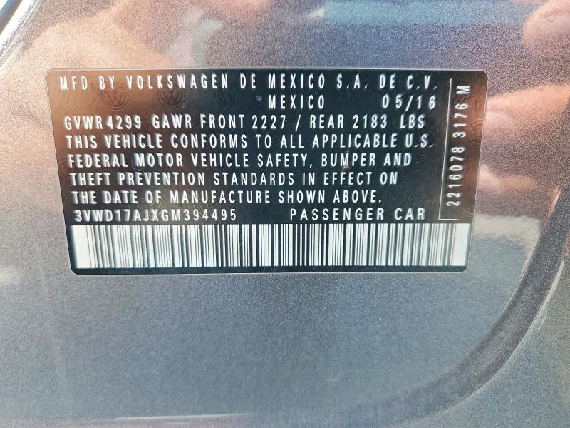 Aukcja sprzedaży 2016 Volkswagen Jetta, vin: 3VWD17AJXGM394495, numer aukcji: 45764626