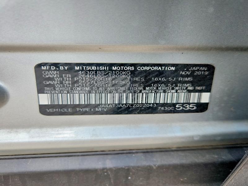 Продаж на аукціоні авто 2020 Mitsubishi Eclipse Cross, vin: JA4AT3AA7LZ022043, номер лоту: 47318946