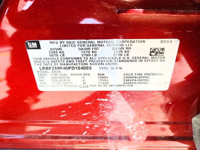 46467926 :رقم المزاد ، LRBFZMR46PD184083 vin ، 2023 Buick Envision مزاد بيع