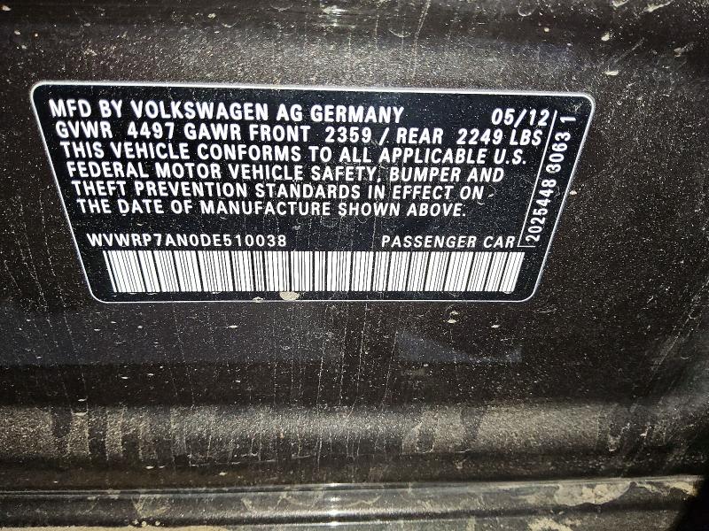 2013 Volkswagen Cc მანქანა იყიდება აუქციონზე, vin: WVWRP7AN0DE510038, აუქციონის ნომერი: 46842616