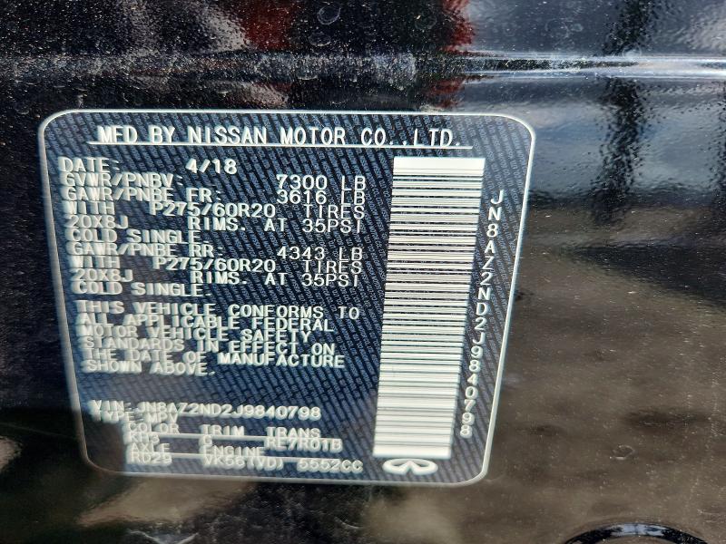 Aukcja sprzedaży 2018 Infiniti Qx80, vin: JN8AZ2ND2J9840798, numer aukcji: 47123286