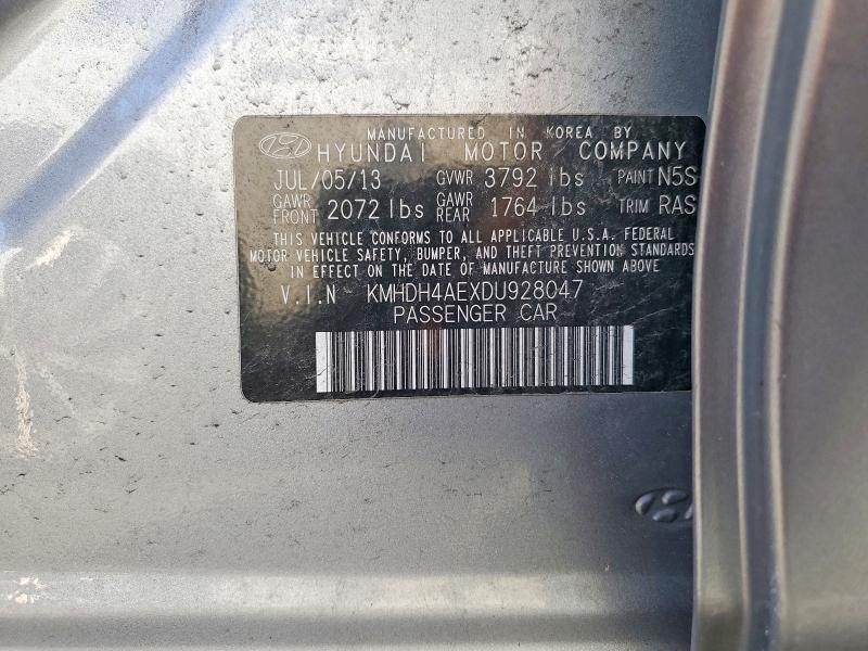 48094256 :رقم المزاد ، KMHDH4AEXDU928047 vin ، 2013 Hyundai Elantra مزاد بيع
