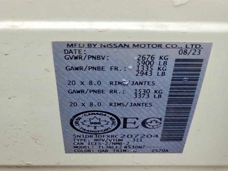 41881196 :رقم المزاد ، 5N1DR3DFXRC207204 vin ، 2024 Nissan Pathfinder مزاد بيع