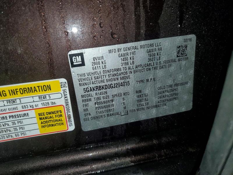 Продаж на аукціоні авто 2016 Buick Enclave, vin: 5GAKRBKD0GJ294015, номер лоту: 41806966