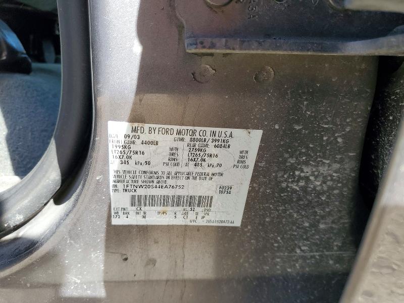 46219246 :رقم المزاد ، 1FTNW20S44EA76752 vin ، 2004 Ford F250 مزاد بيع