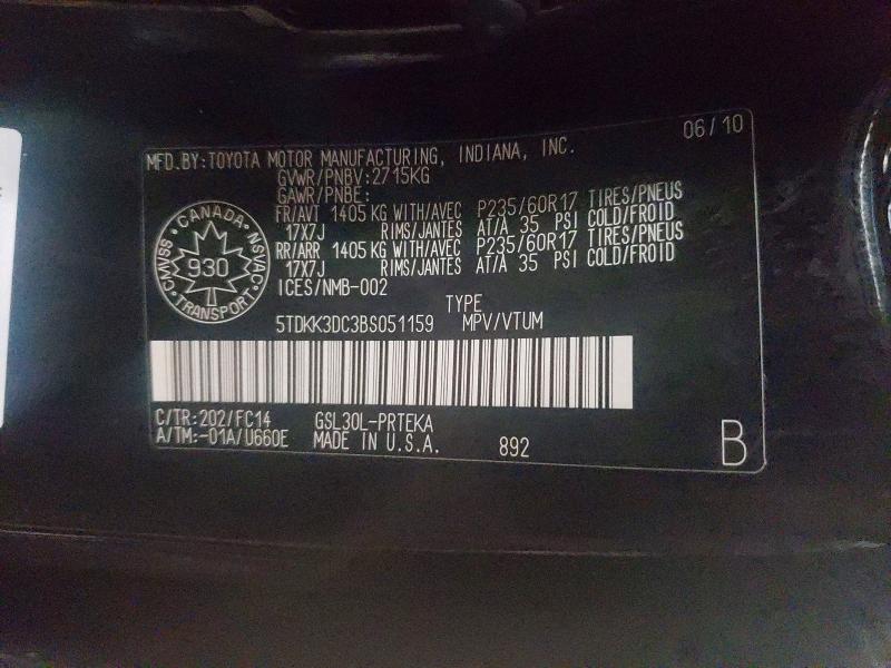 Продажа на аукционе авто 2011 Toyota Sienna, vin: 5TDKK3DC3BS051159, номер лота: 79084115