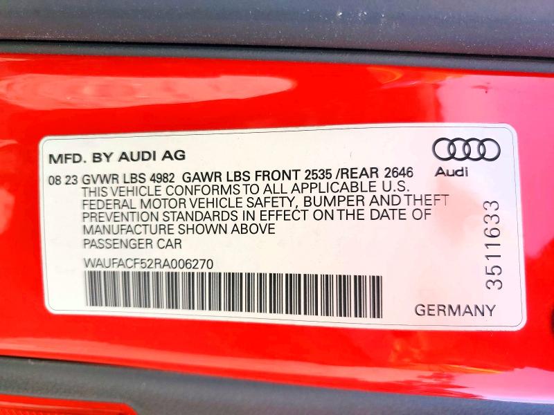 Aukcja sprzedaży 2024 Audi A5, vin: WAUFACF52RA006270, numer aukcji: 46873446