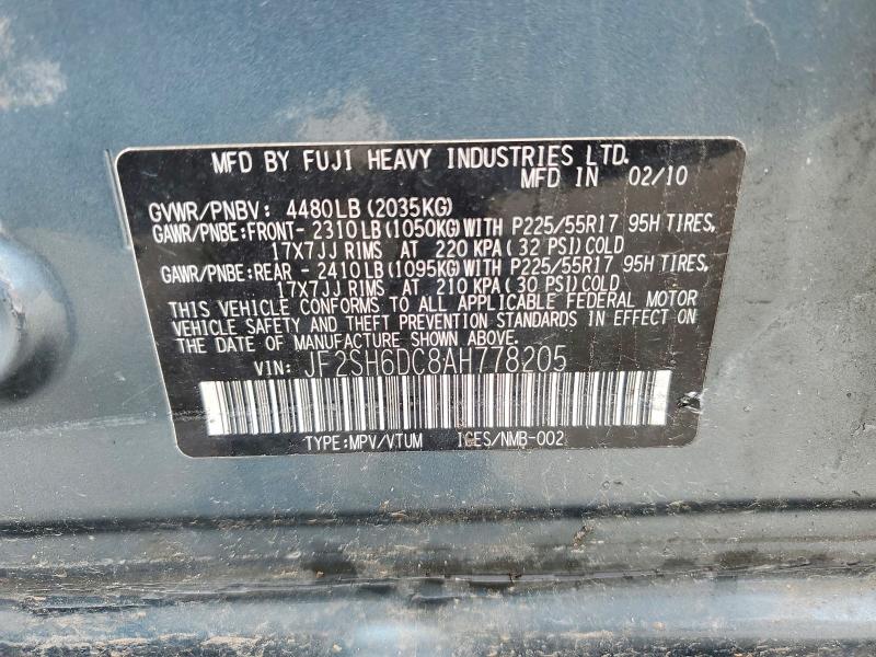41913486 :رقم المزاد ، JF2SH6DC8AH778205 vin ، 2010 Subaru Forester مزاد بيع