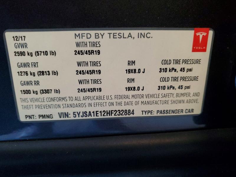 Продажа на аукционе авто 2017 Tesla Model S, vin: 5YJSA1E12HF232884, номер лота: 46752186