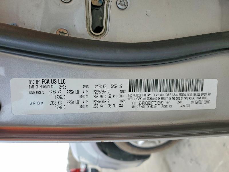 Auction sale of the 2015 Dodge Journey, vin: 3C4PDCBGXFT639903, lot number: 41640406