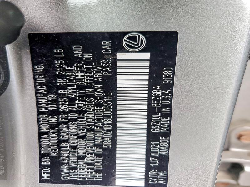 Продаж на аукціоні авто 2020 Lexus Es 350, vin: 58ADZ1B18LU055140, номер лоту: 47726446