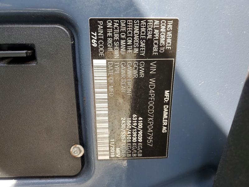 Продажа на аукционе авто 2019 Mercedes Benz Sprinter, vin: WD4PF0CD7KP047957, номер лота: 46770516