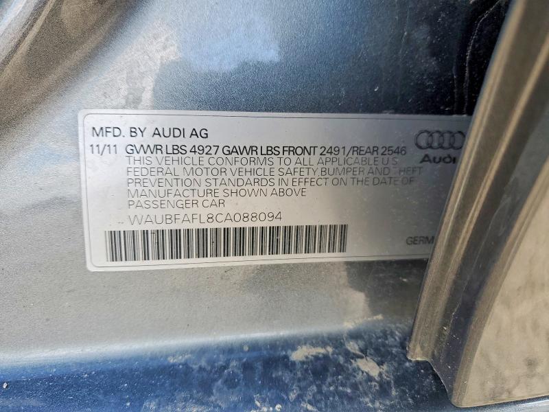 47068466 :رقم المزاد ، WAUBFAFL8CA088094 vin ، 2012 Audi A4 مزاد بيع