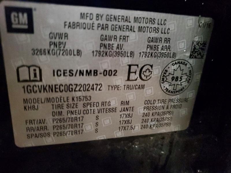 Продаж на аукціоні авто 2016 Chevrolet Silverado, vin: 1GCVKNEC0GZ202472, номер лоту: 79219195