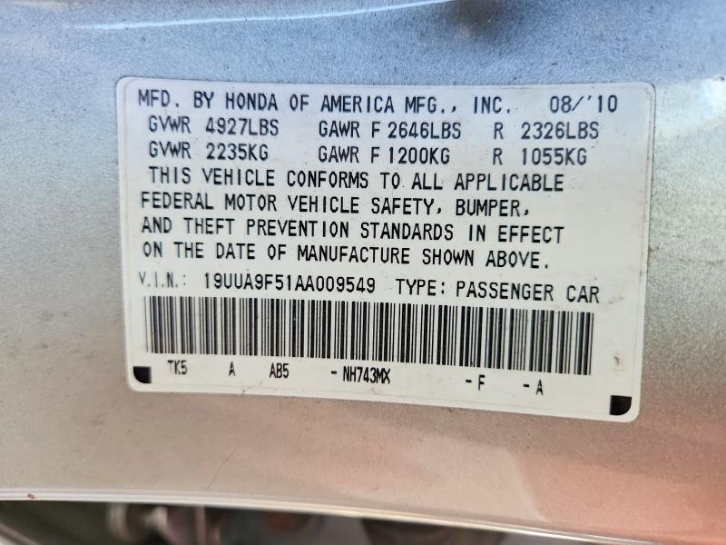 45967296 :رقم المزاد ، 19UUA9F51AA009549 vin ، 2010 Acura Tl مزاد بيع