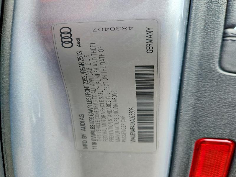 47840266 :رقم المزاد ، WAUENAF45KA025803 vin ، 2019 Audi A4 مزاد بيع