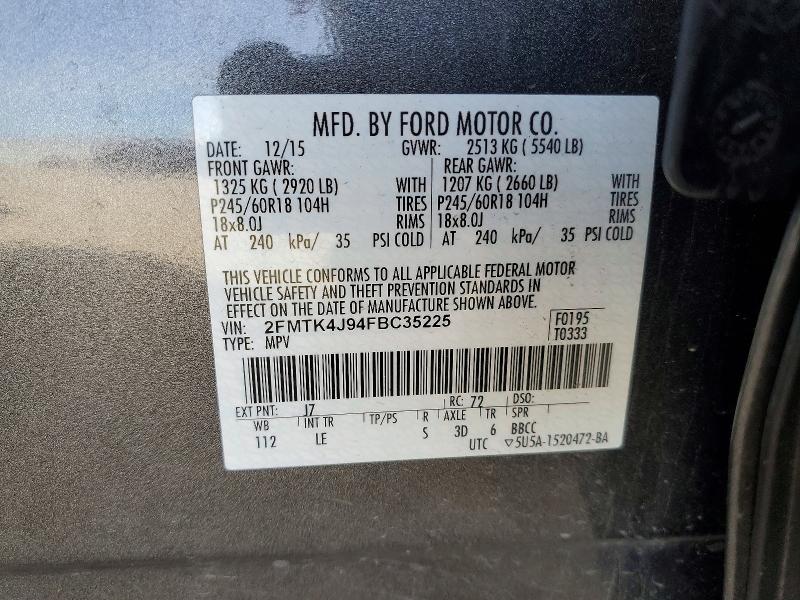 Продажа на аукционе авто 2015 Ford Edge, vin: 2FMTK4J94FBC35225, номер лота: 47500486