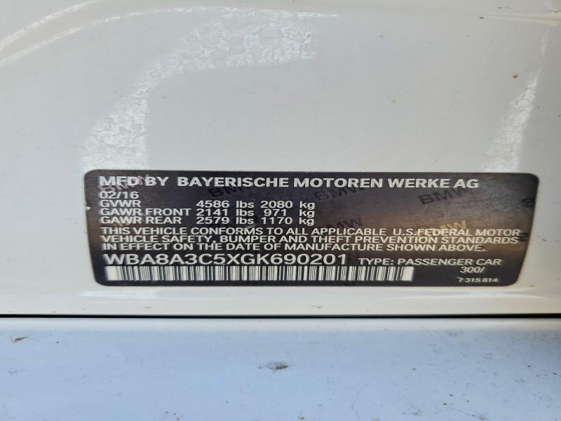 Продаж на аукціоні авто 2016 Bmw 320, vin: WBA8A3C5XGK690201, номер лоту: 45977986