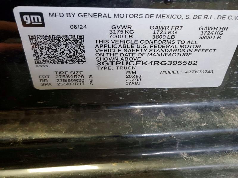 Aukcja sprzedaży 2024 Gmc Sierra, vin: 3GTPUCEK4RG395582, numer aukcji: 45868616