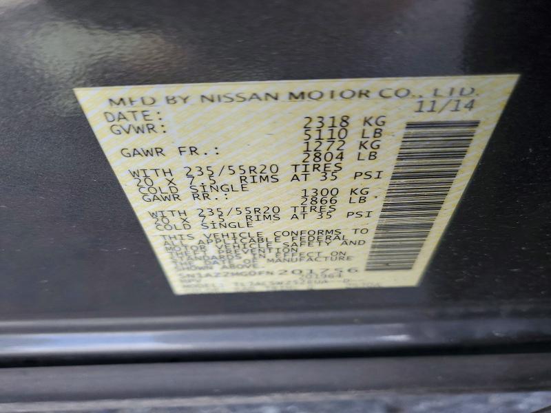 Aukcja sprzedaży 2015 Nissan Murano, vin: 5N1AZ2MG0FN201756, numer aukcji: 41841386