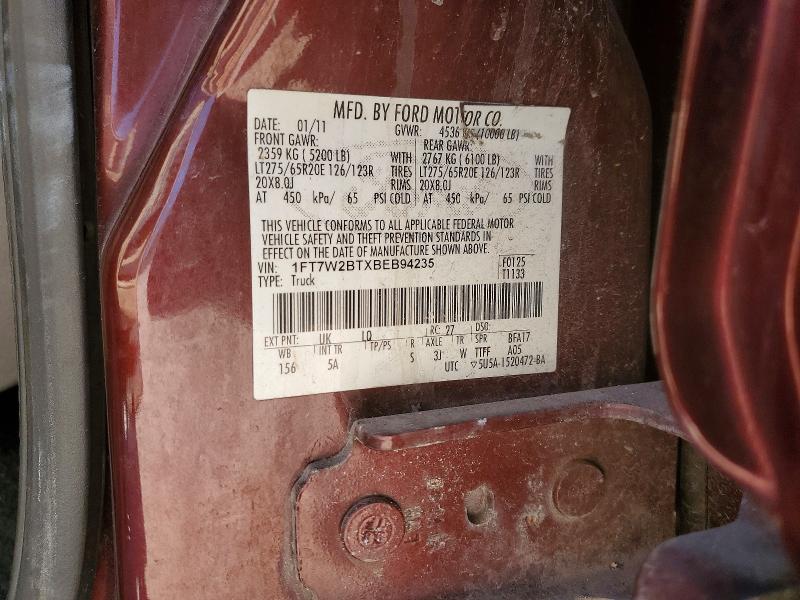 2011 Ford F250 მანქანა იყიდება აუქციონზე, vin: 1FT7W2BTXBEB94235, აუქციონის ნომერი: 46888486