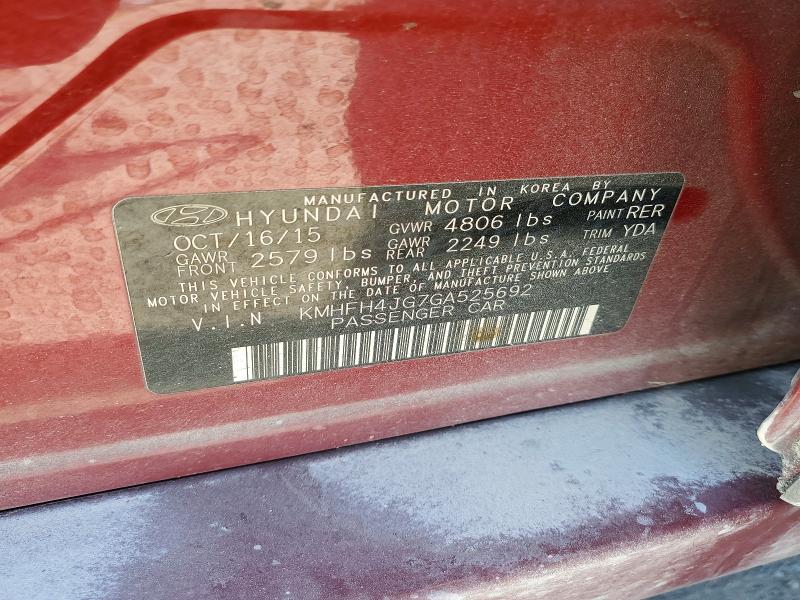 Aukcja sprzedaży 2016 Hyundai Azera, vin: KMHFH4JG7GA525692, numer aukcji: 45482316