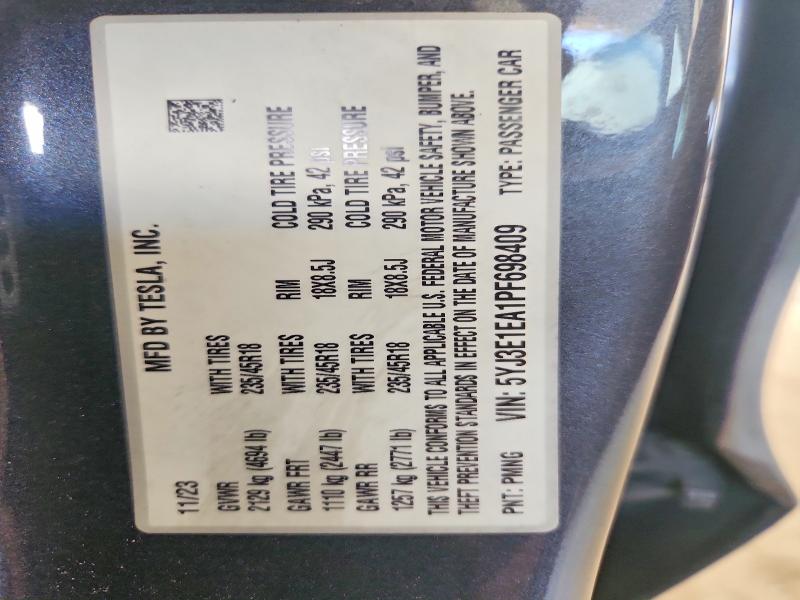 Aukcja sprzedaży 2023 Tesla Model 3, vin: 5YJ3E1EA1PF698409, numer aukcji: 79777675