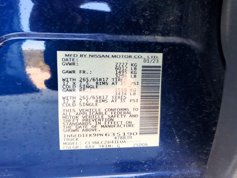 47817776 :رقم المزاد ، 1N6ED1EK9PN635190 vin ، 2023 Nissan Frontier مزاد بيع