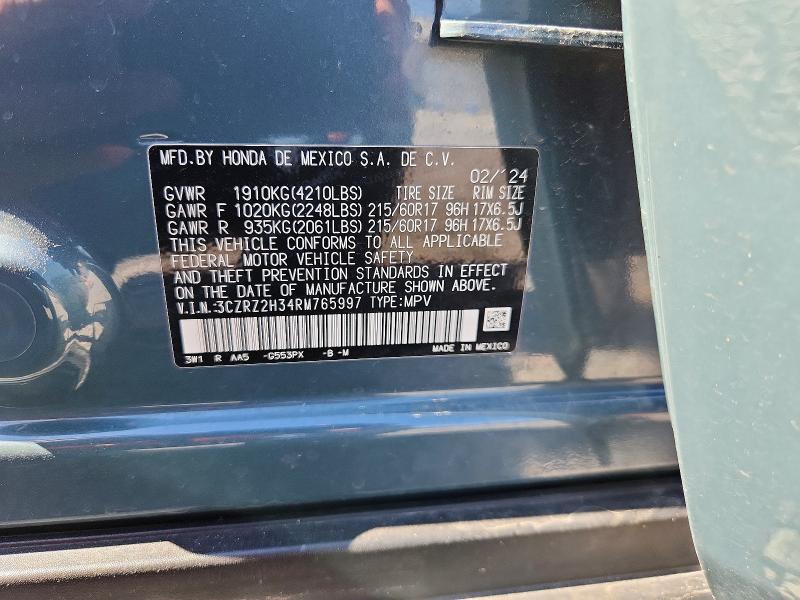 46815336 :رقم المزاد ، 3CZRZ2H34RM765997 vin ، 2024 Honda Hr-v مزاد بيع
