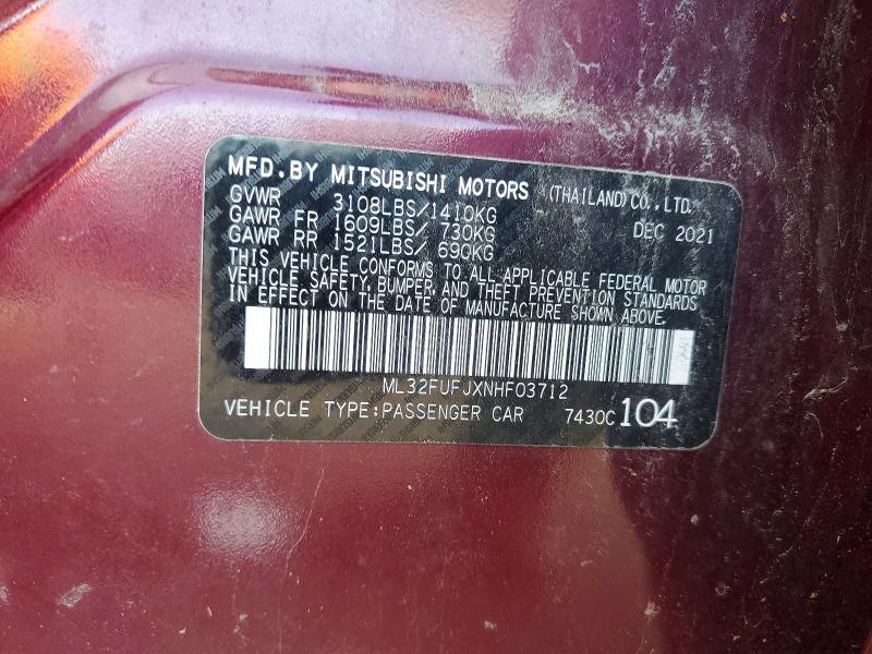 Продаж на аукціоні авто 2022 Mitsubishi Mirage, vin: ML32FUFJXNHF03712, номер лоту: 46702936