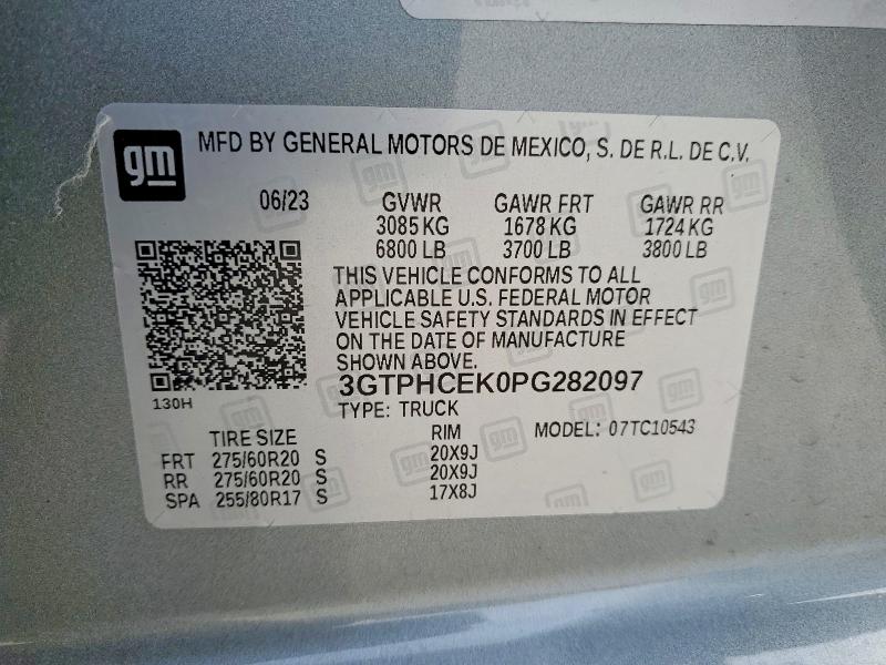 Продаж на аукціоні авто 2023 Gmc Sierra, vin: 3GTPHCEK0PG282097, номер лоту: 46016266