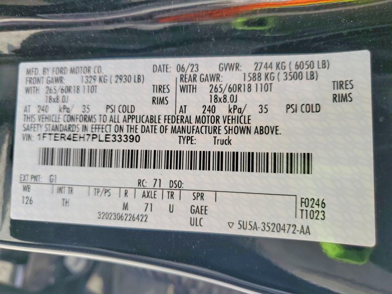 Продажа на аукционе авто 2023 Ford Ranger, vin: 1FTER4EH7PLE33390, номер лота: 45470626