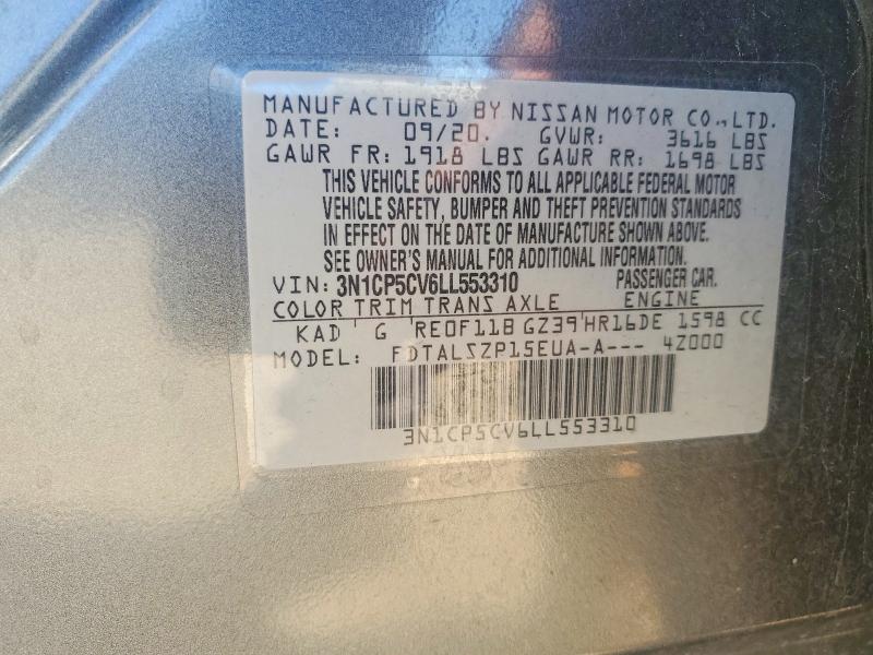 46510206 :رقم المزاد ، 3N1CP5CV6LL553310 vin ، 2020 Nissan Kicks مزاد بيع