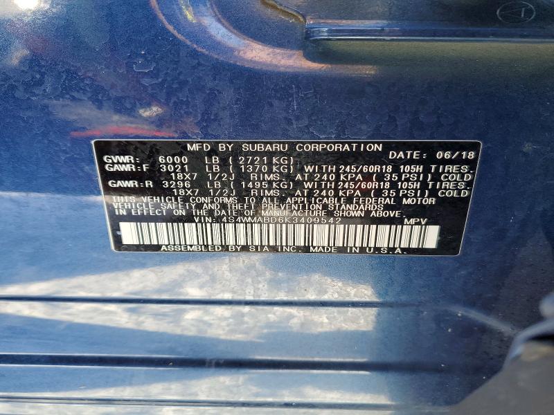 Продаж на аукціоні авто 2019 Subaru Ascent, vin: 4S4WMABD6K3409542, номер лоту: 79198875