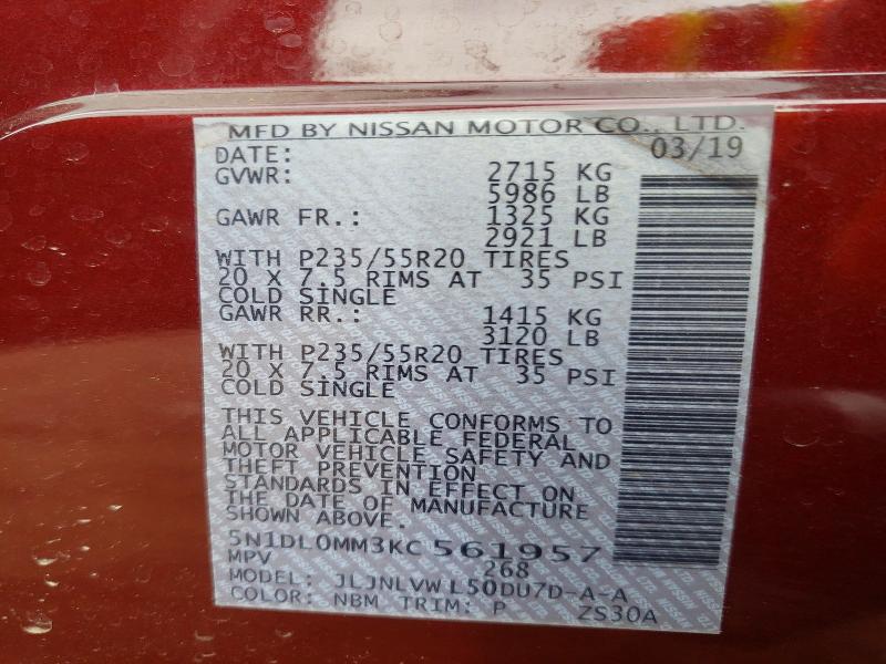 Aukcja sprzedaży 2019 Infiniti Qx60, vin: 5N1DL0MM3KC561957, numer aukcji: 79597365