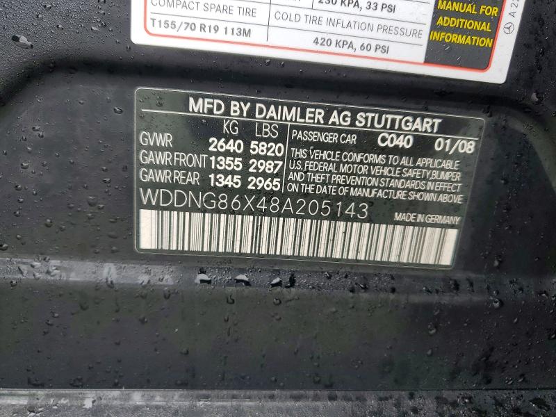 Продажа на аукционе авто 2008 Mercedes-benz S, vin: WDDNG86X48A205143, номер лота: 46009286