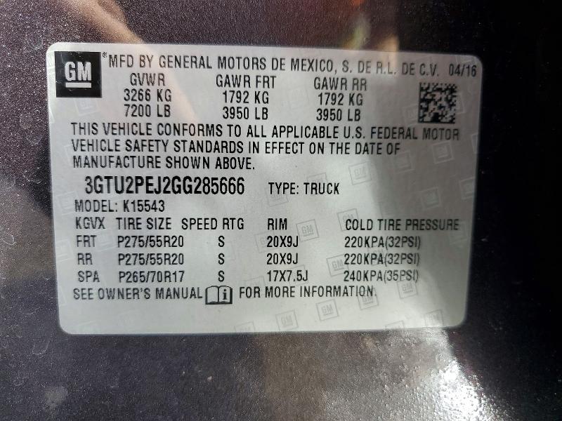 Продаж на аукціоні авто 2016 Gmc Sierra, vin: 3GTU2PEJ2GG285666, номер лоту: 79776205