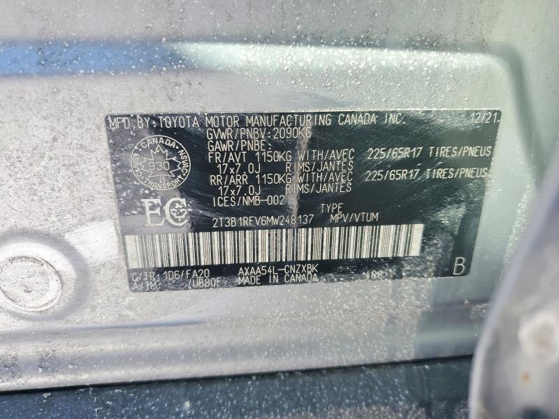 Продажа на аукционе авто 2021 Toyota Rav4, vin: 2T3B1RFV6MW248137, номер лота: 75389655