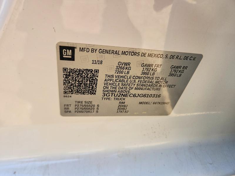 Продажа на аукционе авто 2018 Gmc Sierra, vin: 3GTU2NEC6JG610316, номер лота: 46720196