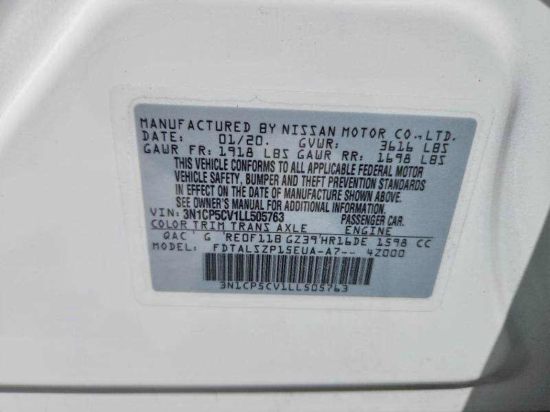 Aukcja sprzedaży 2020 Nissan Kicks, vin: 3N1CP5CV1LL505763, numer aukcji: 47932046