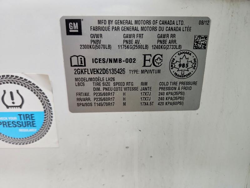 Продаж на аукціоні авто 2013 Gmc Terrain, vin: 2GKFLVEK2D6135426, номер лоту: 47833986