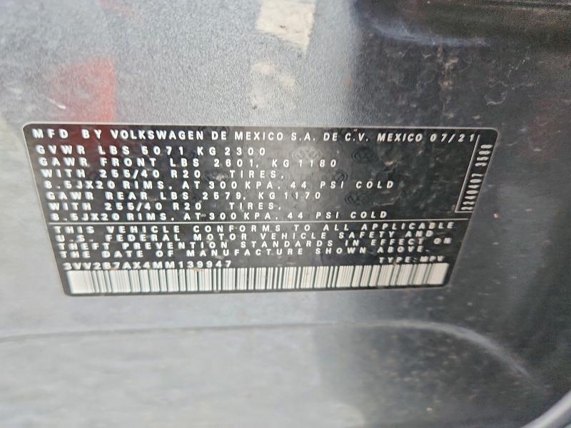 Aukcja sprzedaży 2021 Volkswagen Tiguan, vin: 3VV2B7AX4MM139947, numer aukcji: 46200436